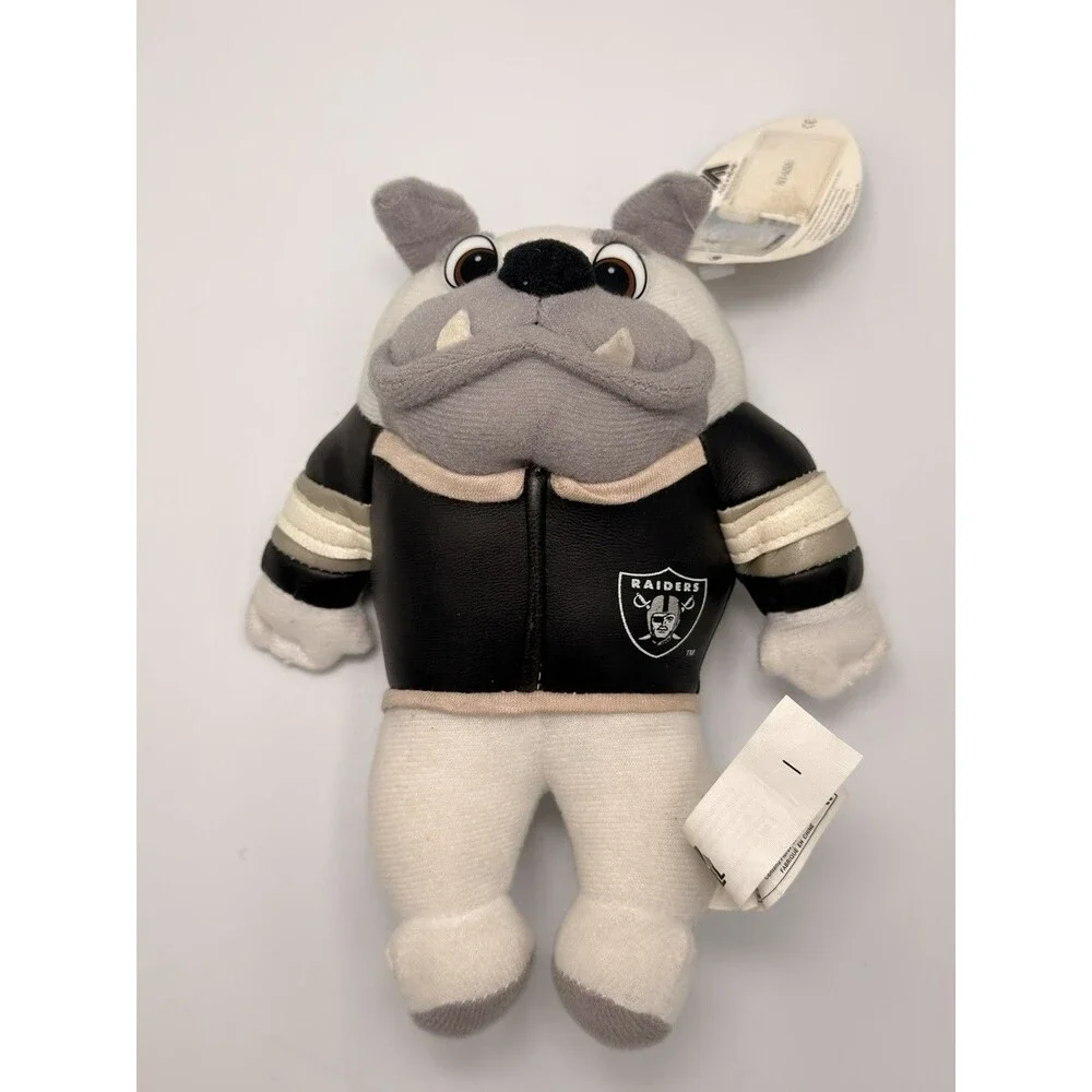 Vintage 1998 Oakland Raiders Bulldog Plush 8” Play Football NFL Letterman Jacket
